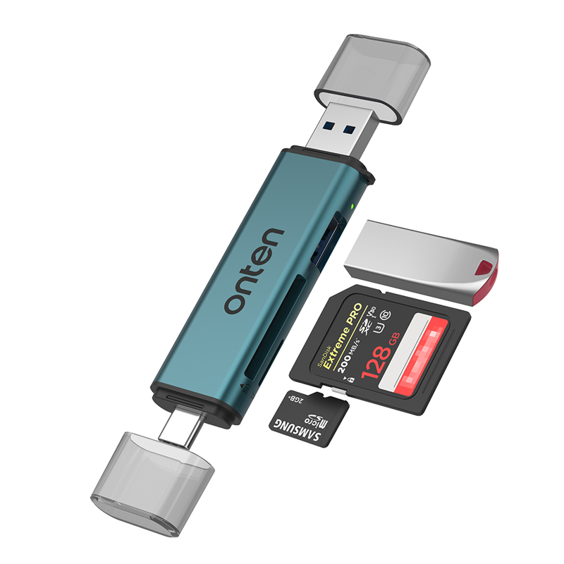 Slika od Adapter USB Flash 2.0 citac kartica 3u2 USB-A + USB Type-C na SD + TF 2.0 + USB-A 2.0 (OTN-CR537) Onten