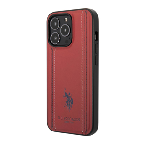 Slika od Futrola Polo Leather With Stitched Lines Double Line & Horse Logo za Iphone 14 Pro crvena Full ORG (USHCP14LPFAR)