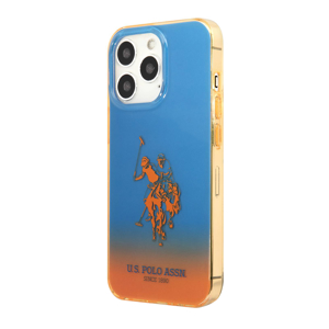 Slika od Futrola Polo Gradient Case With Dyed - Bumper & Horse Logo za Iphone 14 Pro plavo-narandzasta Full ORG (USHCP14LELOB)