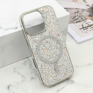 Slika od Futrole GLAM GLOW MagSafe za iPhone 16 Pro (6.3) srebrna