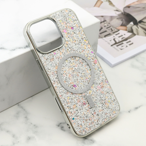 Slika od Futrole GLAM GLOW MagSafe za iPhone 16 Pro Max (6.9) srebrna