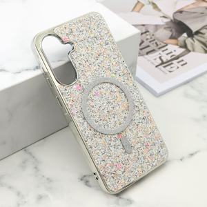 Slika od Futrole GLAM GLOW MagSafe za Samsung A566B Galaxy A56 5G srebrna