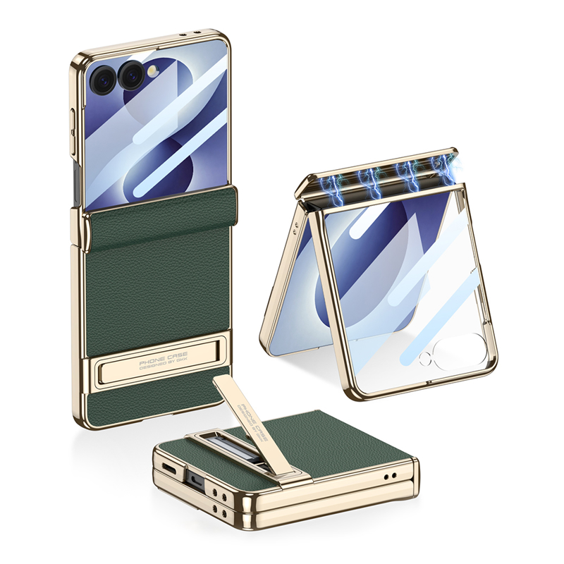 Slika od Futrola Luxury Leather Case with Kickstand za Samsung F776B Galaxy Z Flip 8 5G zelena (GKK case)