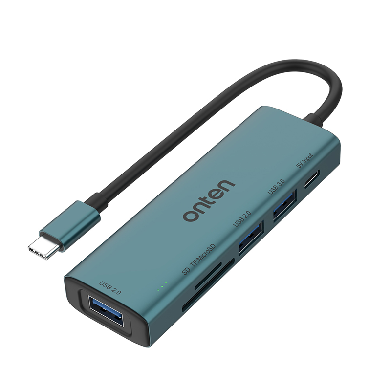 Slika od Hub USB Type-C sa 4 porta (2x USB 2.0 + 1x USB 3.0 + USB Type-C 5V) + citac kartica SD + TF 16cm (OTN-UC120) Onten