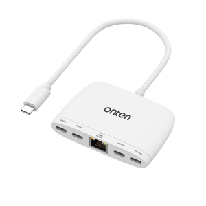 Slika od Hub USB Type-C sa 4 porta (3x USB Type-C 480Mbps + USB Type-C 5V) + Ethernet RJ45 100Mbps 18cm (OTN-UC553) Onten