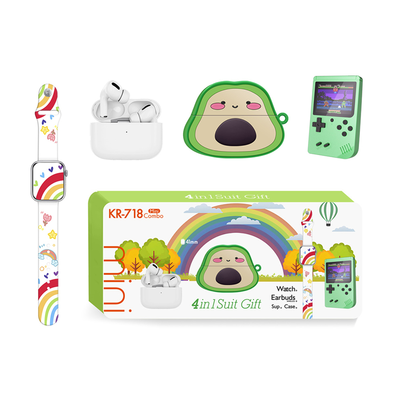 Slika od KARLER BASS K718-Combo set (mini watch, konzola, TWS Bluetooth Slusalice + futrola za slusalice Avocado)