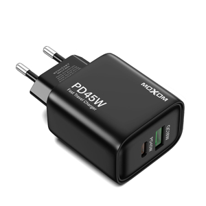 Slika od Kuciste punjaca Moxom MX-HC178 GaN USB+Type-C QC 18W PD 45W crno