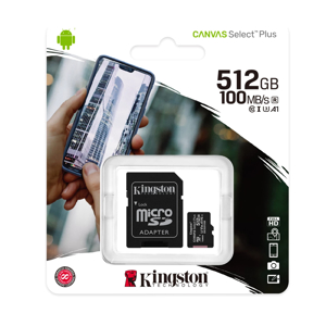 Slika od Memorijska kartica Kingston Select Plus micro SD 512GB Class 10 UHS U1 100MB/s + adapter