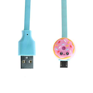 Slika od USB data kabal EMOJI donut micro tirkizni