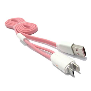 Slika od USB data kabal REMAX Twins RC-025t 2in1 za Iphone lightning/micro USB roze 1m